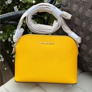 NWT Michael Kors Cindy Dome Bag Saffiano Leather Sunflower Yellow